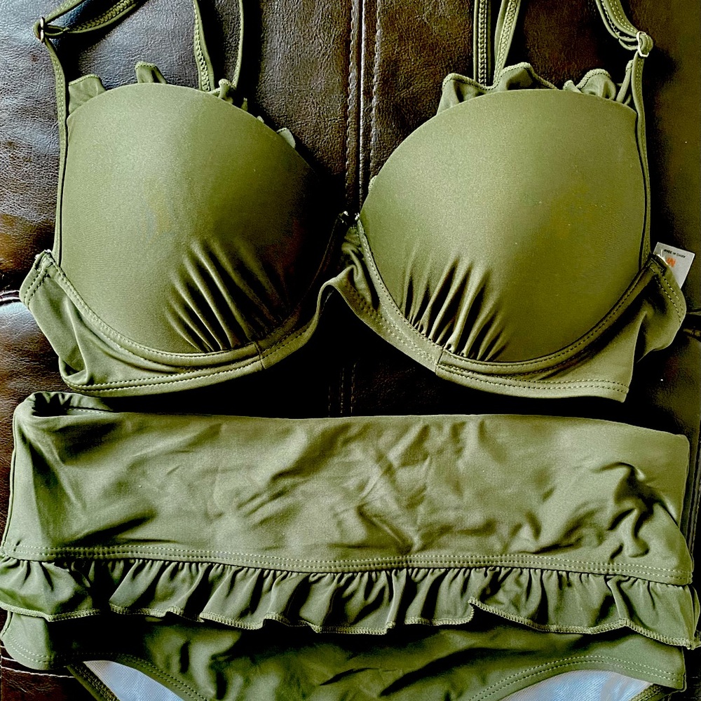 ☀️BRAND NEW! NEVER WORN! ☀️Olive Green 2pc Bathing Suit (COLOR VARIES IN LIGHT)